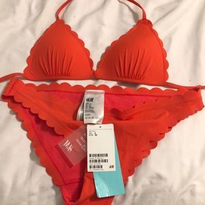 amp;m H Scalloped Coral Bikini Nwt SMVUpz